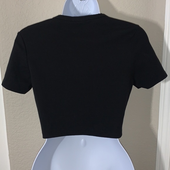 'Caution' Rhinestone Crop Tee - Picture 2 of 5